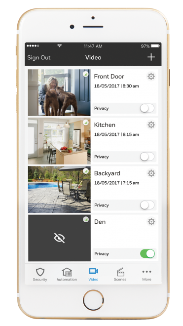 Residental Security Video App on iPhone